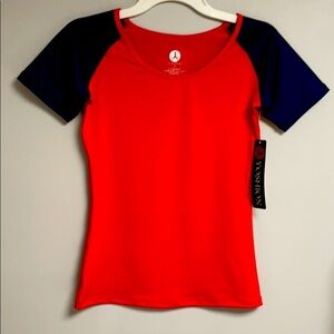 Yoshion athletic workout Tee, W Sml, NWT, red/navy